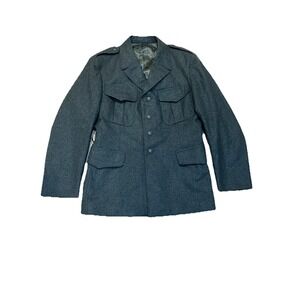 Men Swiss army wool jacket uniform suit top Military‎ Grey Pea Coat 50B